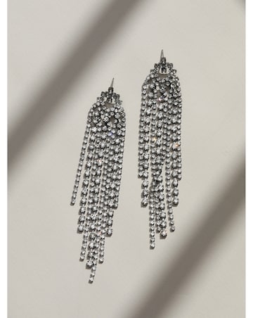 Mood Hematite Crystal Multi Strand Long Statement Drop Earrings