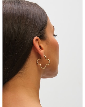 Mood Silver & Gold Polished Open Clover Hoop Earrings - Pack of 2