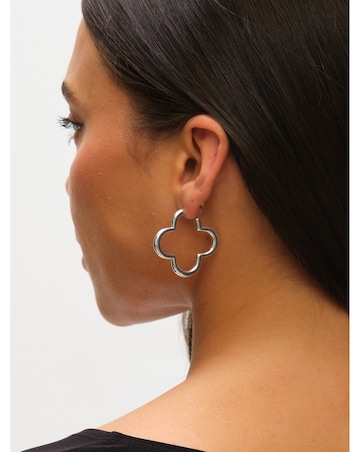 Mood Silver & Gold Polished Open Clover Hoop Earrings - Pack of 2