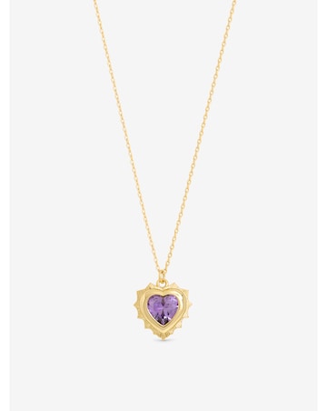 Jon Richard 14Ct Real Gold Plated Heart Birthstone Pendant - February