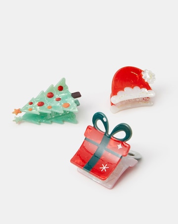 Accessorize 3-Pack Mini Christmas Claw Clips