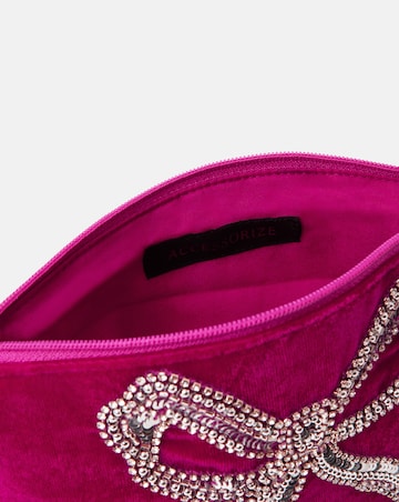 Accessorize Sequin Bow Velvet Pouch