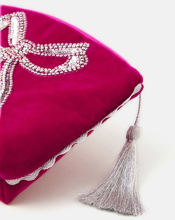 Accessorize Sequin Bow Velvet Pouch