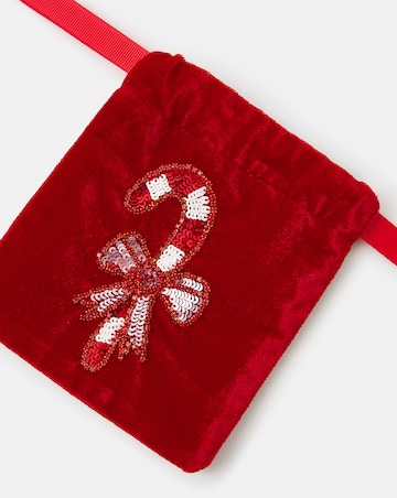 Accessorize Candy Cane Velvet Pouch