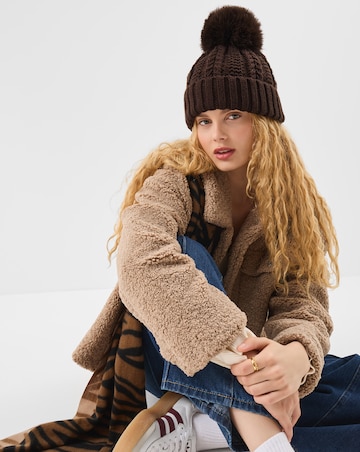 Accessorize Fluffy Pom Beanie Hat