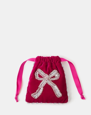 Accessorize Embellished Bow Drawstring Bag