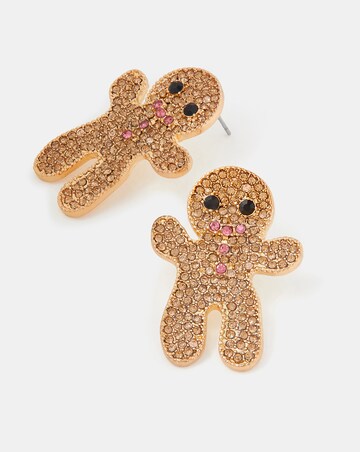 Accessorize Diamante Gingerbread Man Earrings