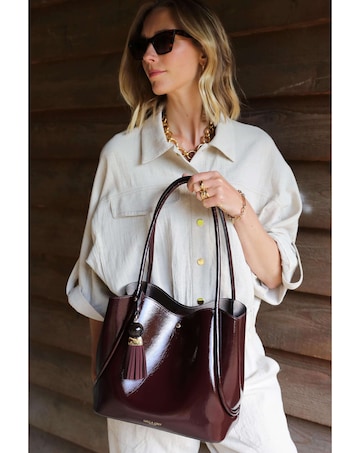 Luella Grey Floella Black Patent Tote