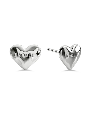 Radley Silver Plated Hammer Heart Studs