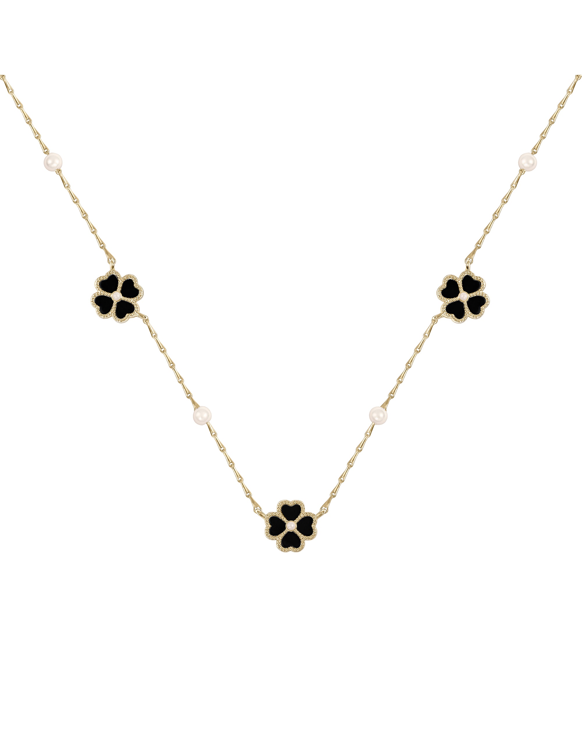 Radley Gold Plated Black Flower Necklace