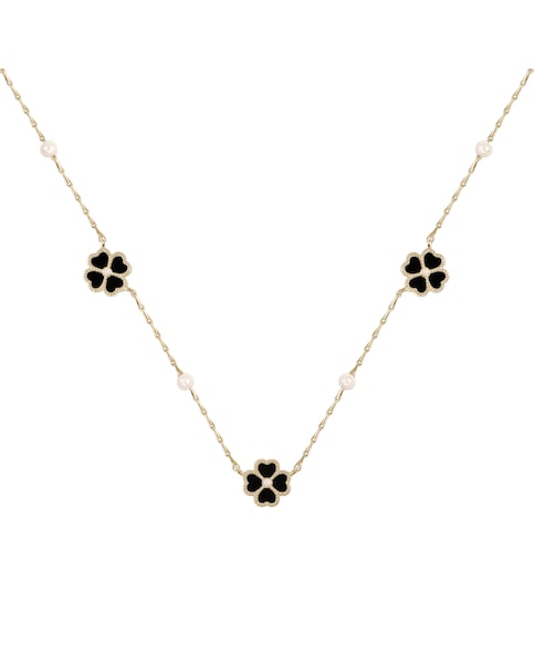 Radley Gold Plated Black Flower Necklace