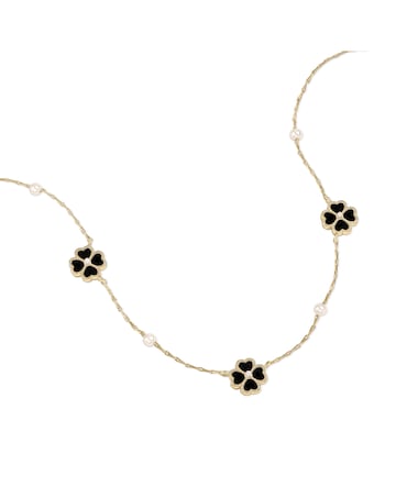 Radley Gold Plated Black Flower Necklace