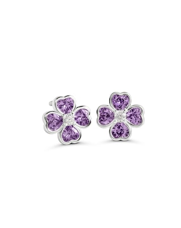 Radley Silver Purple CZ Flower Earrings