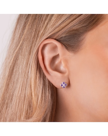 Radley Silver Purple CZ Flower Earrings