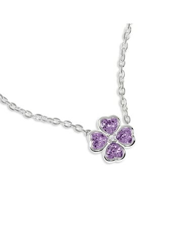 Radley Silver Purple CZ Flower Necklace