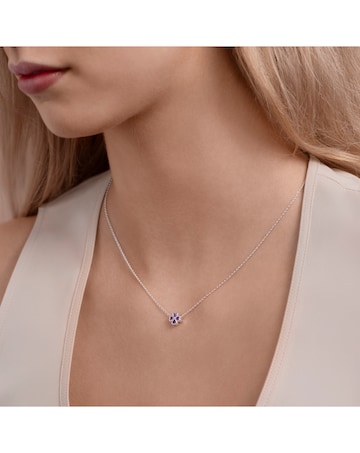 Radley Silver Purple CZ Flower Necklace