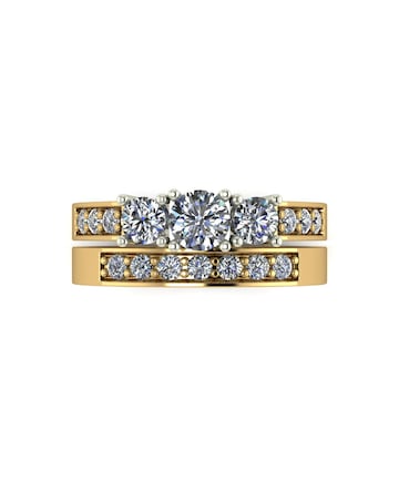 9ct Yellow Gold 1ct eq total Moissanite Ring Set