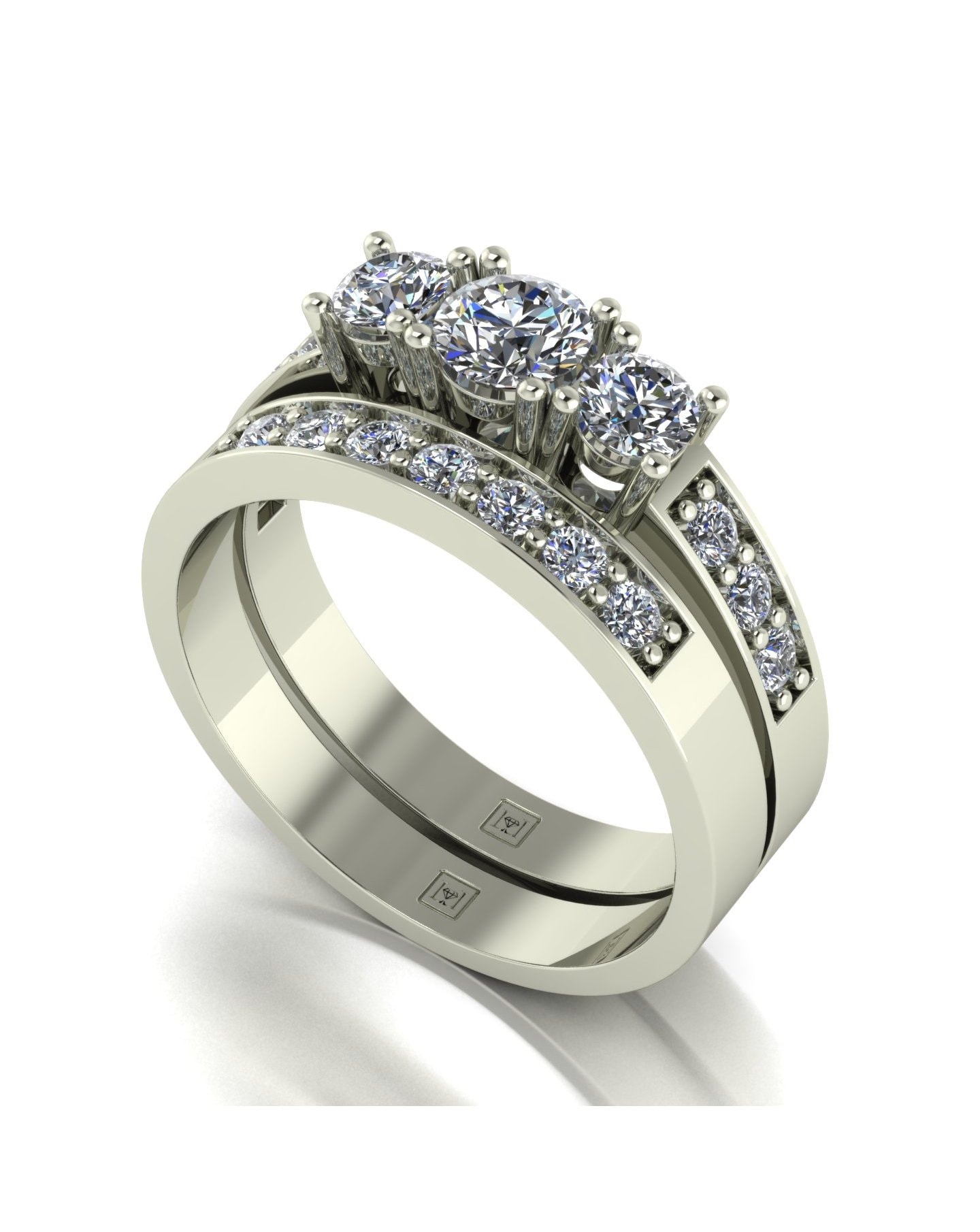 New In - 9ct White Gold 1ct Moissanite Ring Set