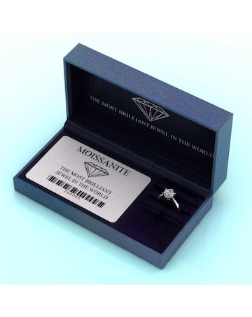 9ct White Gold 2ct eq Moissanite Solitaire Ring