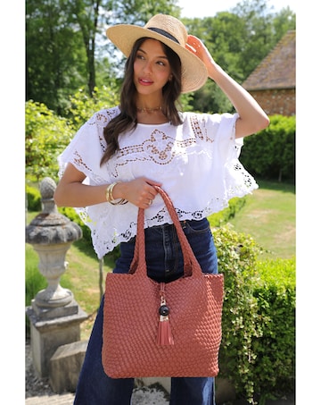 Luella Grey Saskia Blush Woven Tote