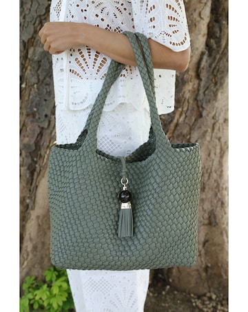 Luella Grey Saskia Khaki Woven Tote