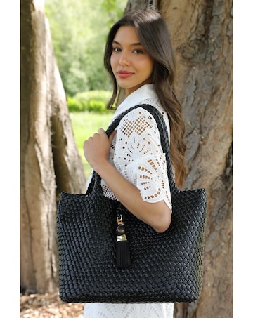 Luella Grey Saskia Black Woven Tote