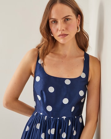 Monsoon Sicily Polka Dot Fit & Flare Midi Dress