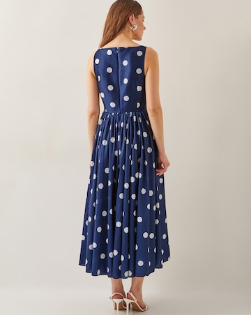 Monsoon Sicily Polka Dot Fit & Flare Midi Dress