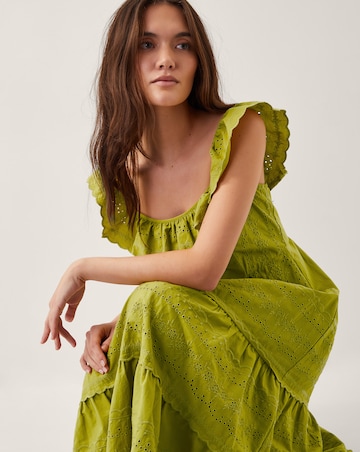 Monsoon Lucy Broderie Frill Midi Dress
