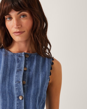 Monsoon Ottilie Stripe Denim Midi Dress