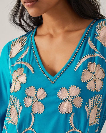 Monsoon Tracy Floral Embellished Kaftan