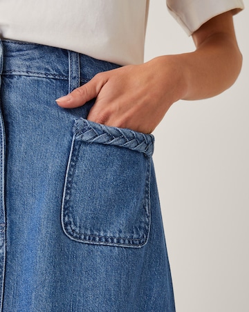 Monsoon Martha Plait Denim Midi Skirt