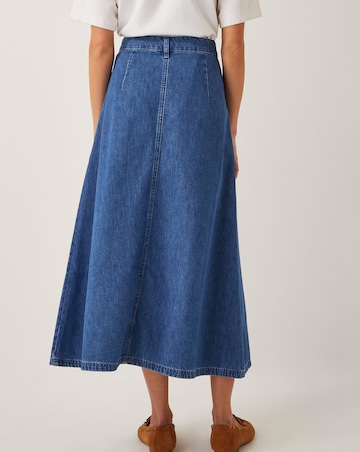 Monsoon Martha Plait Denim Midi Skirt