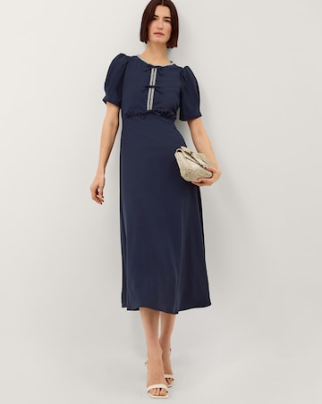 Monsoon Bonnie Bow Puff Sleeve Midi Dress