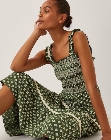 Monsoon Daisy Geometric Midi Dress
