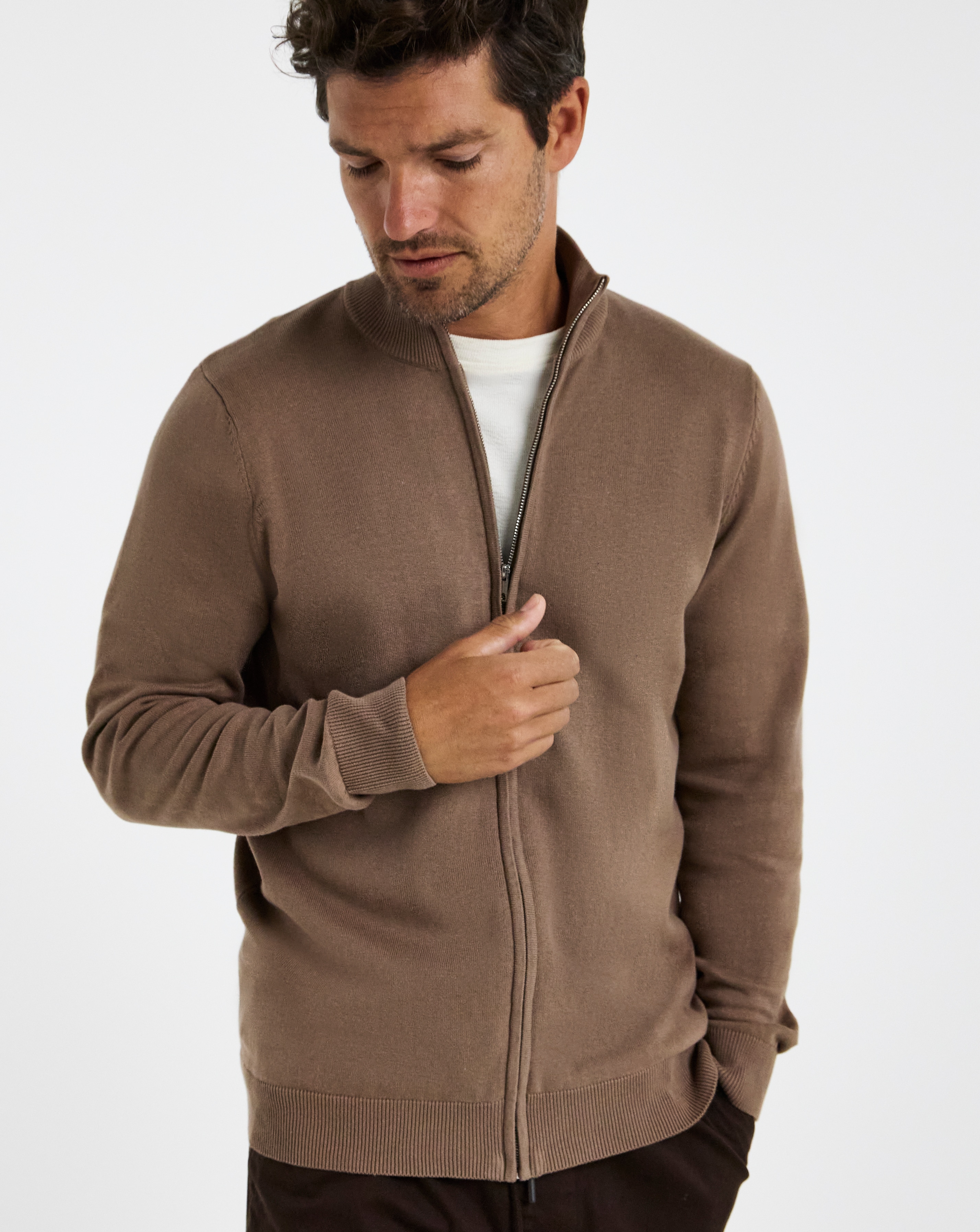 Zip Through Funnel Neck Cardigan
