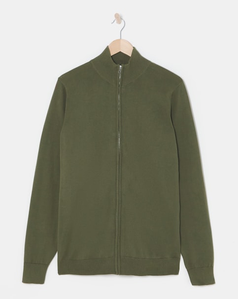 Zip Through Funnel Neck Cardigan