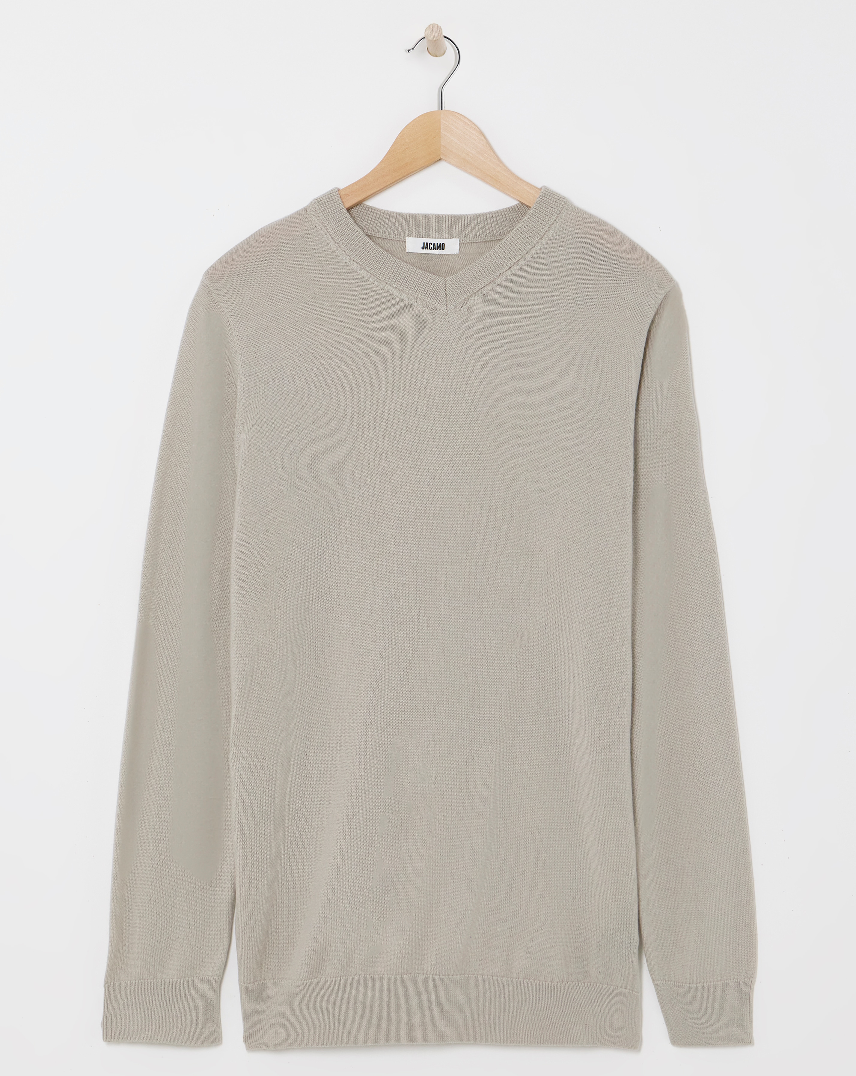 Merino Wool Stone V Neck Jumper