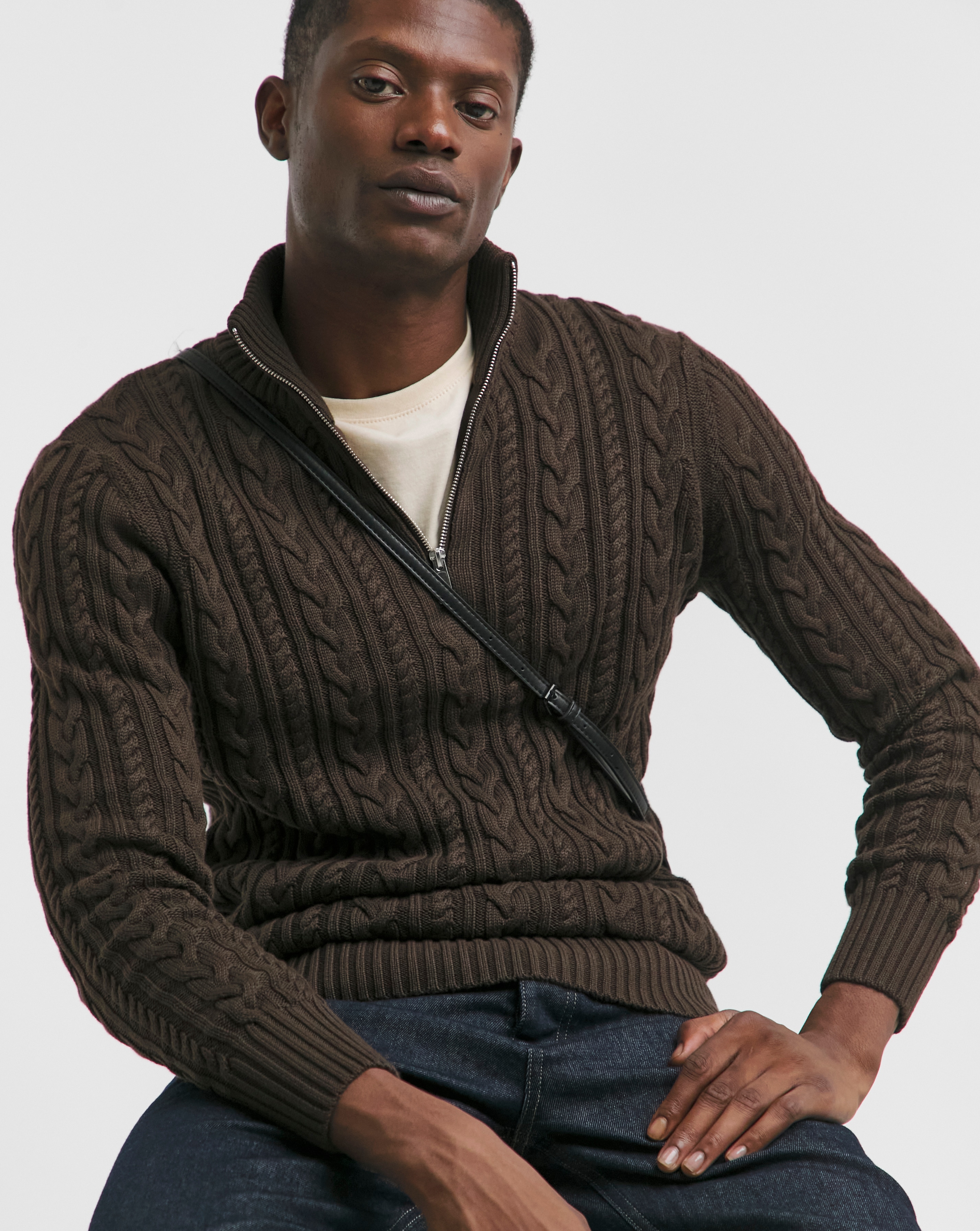 Cable Knit 1/4 Zip Jumper
