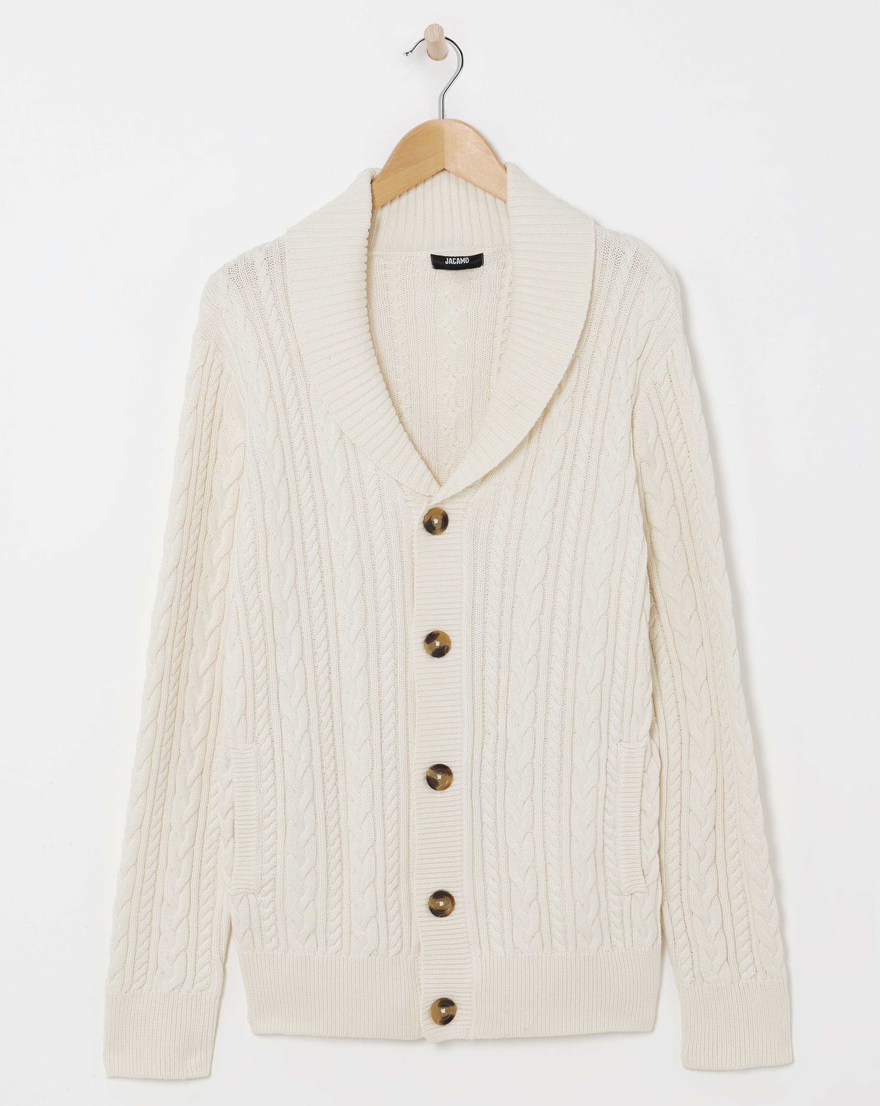 Cable Knit Shawl Neck Cardigan