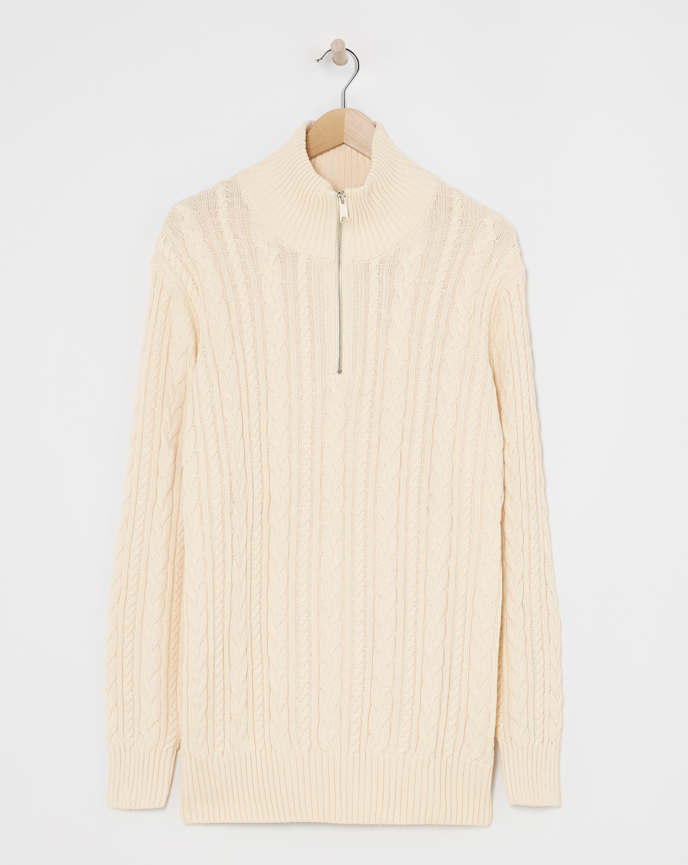 Ecru Cable Knit 1/4 Zip