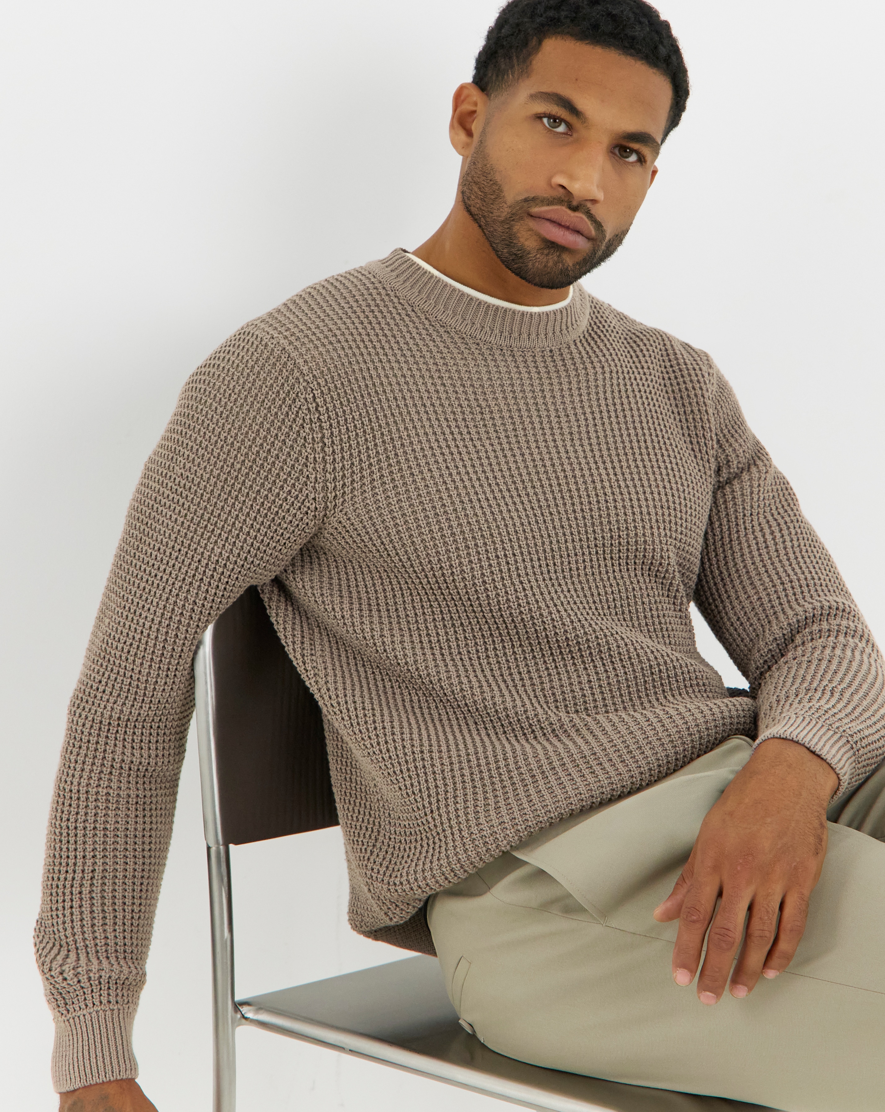 Textured Crew Neck Jumper