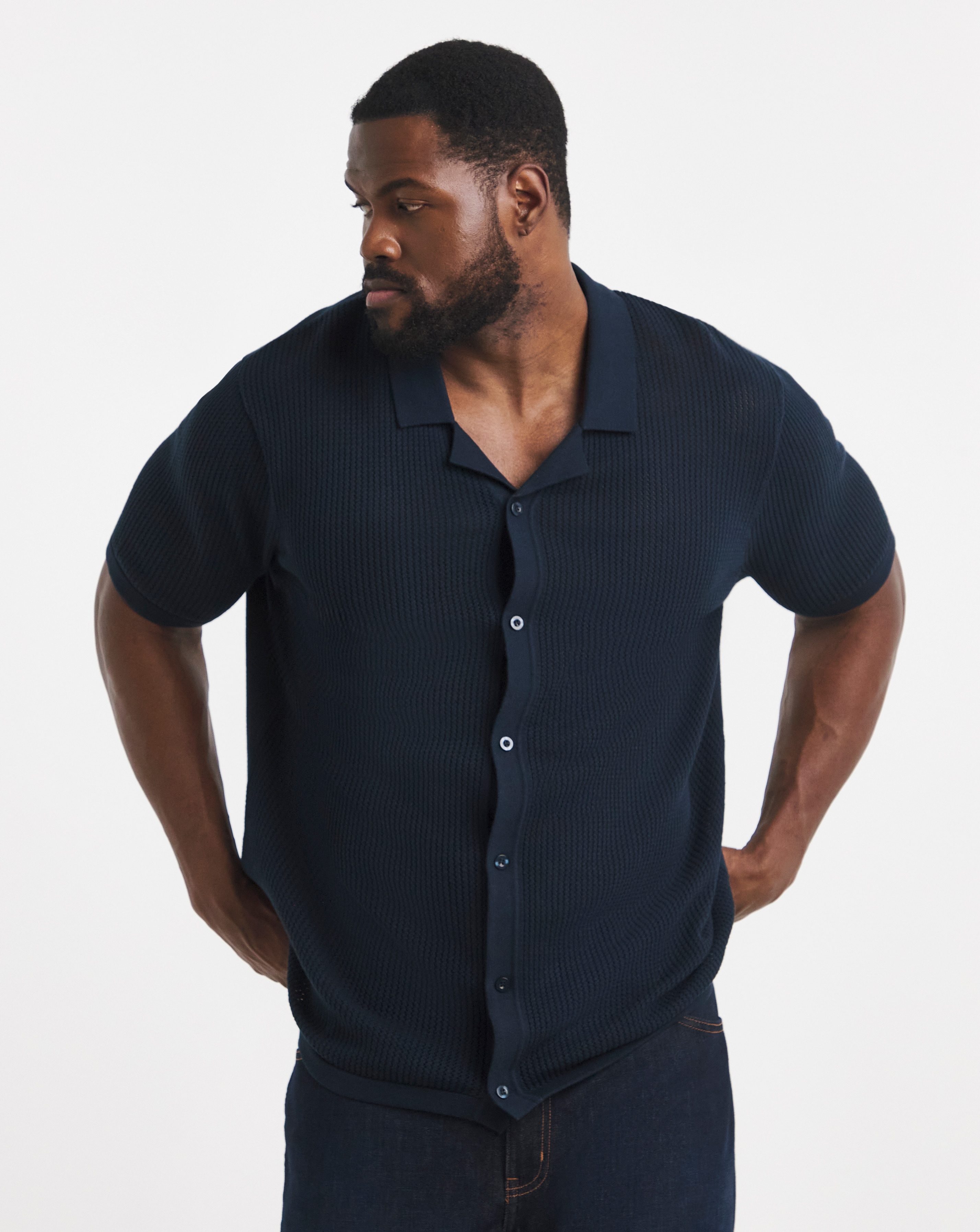 Knitted Revere Collar Shirt