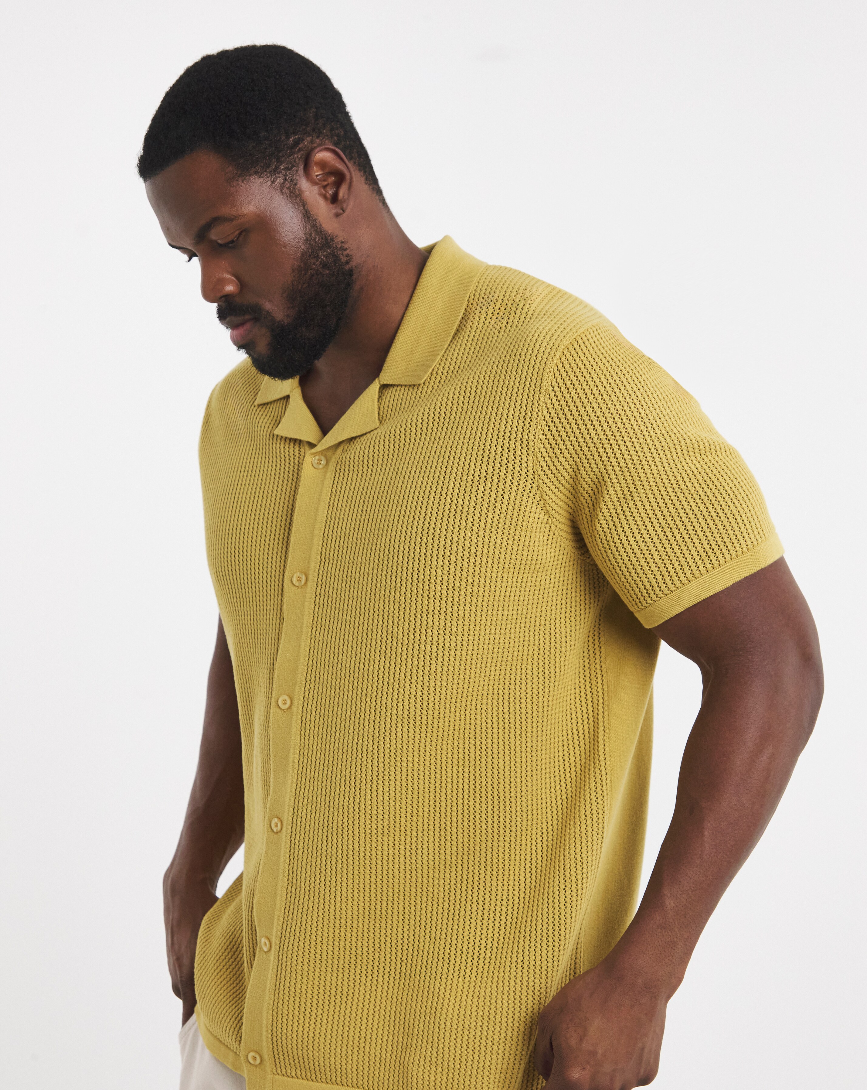 Knitted Revere Collar Shirt