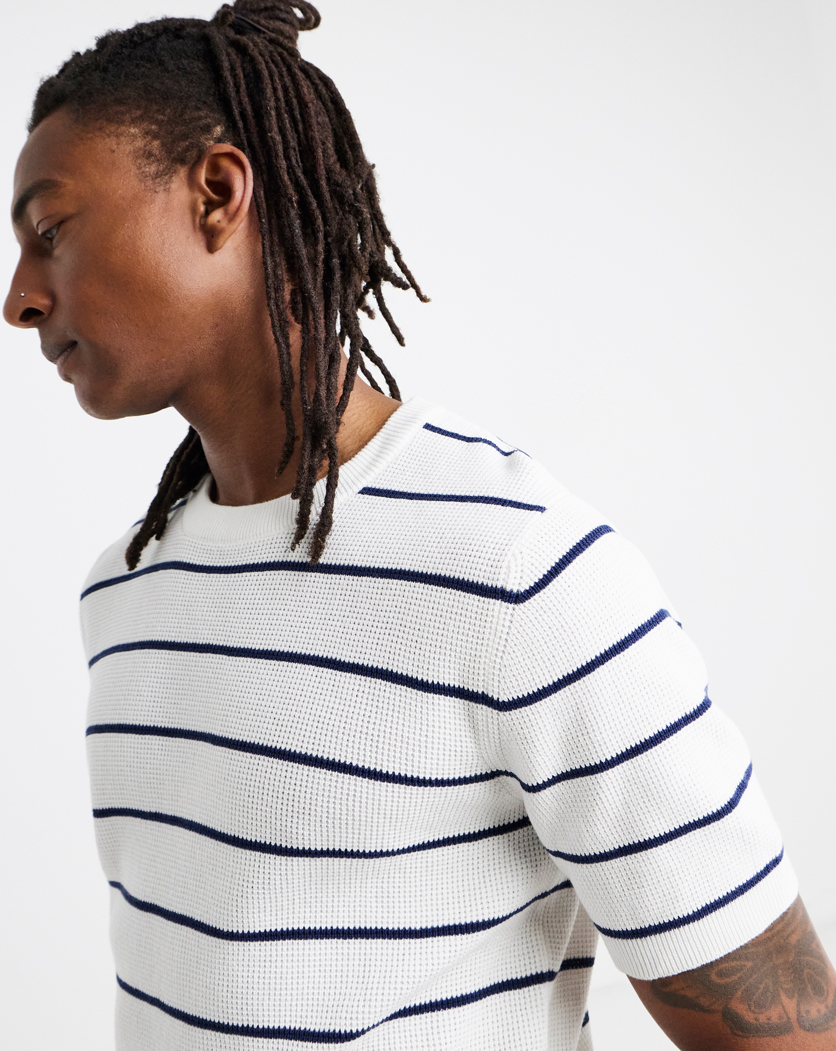 New In - Waffle Knitted Stripe T-Shirt