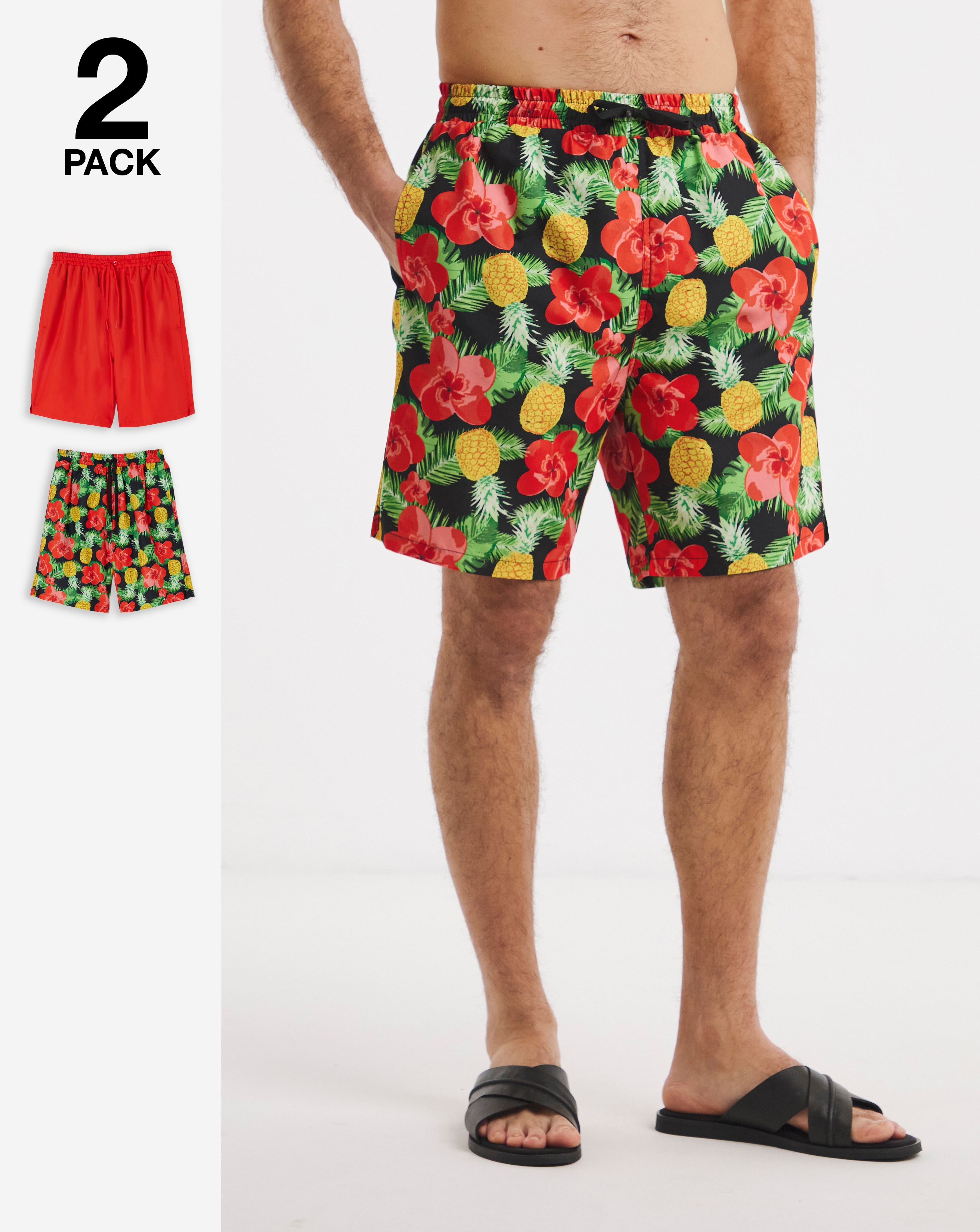 2 Pack Tropical Swim Shorts Long