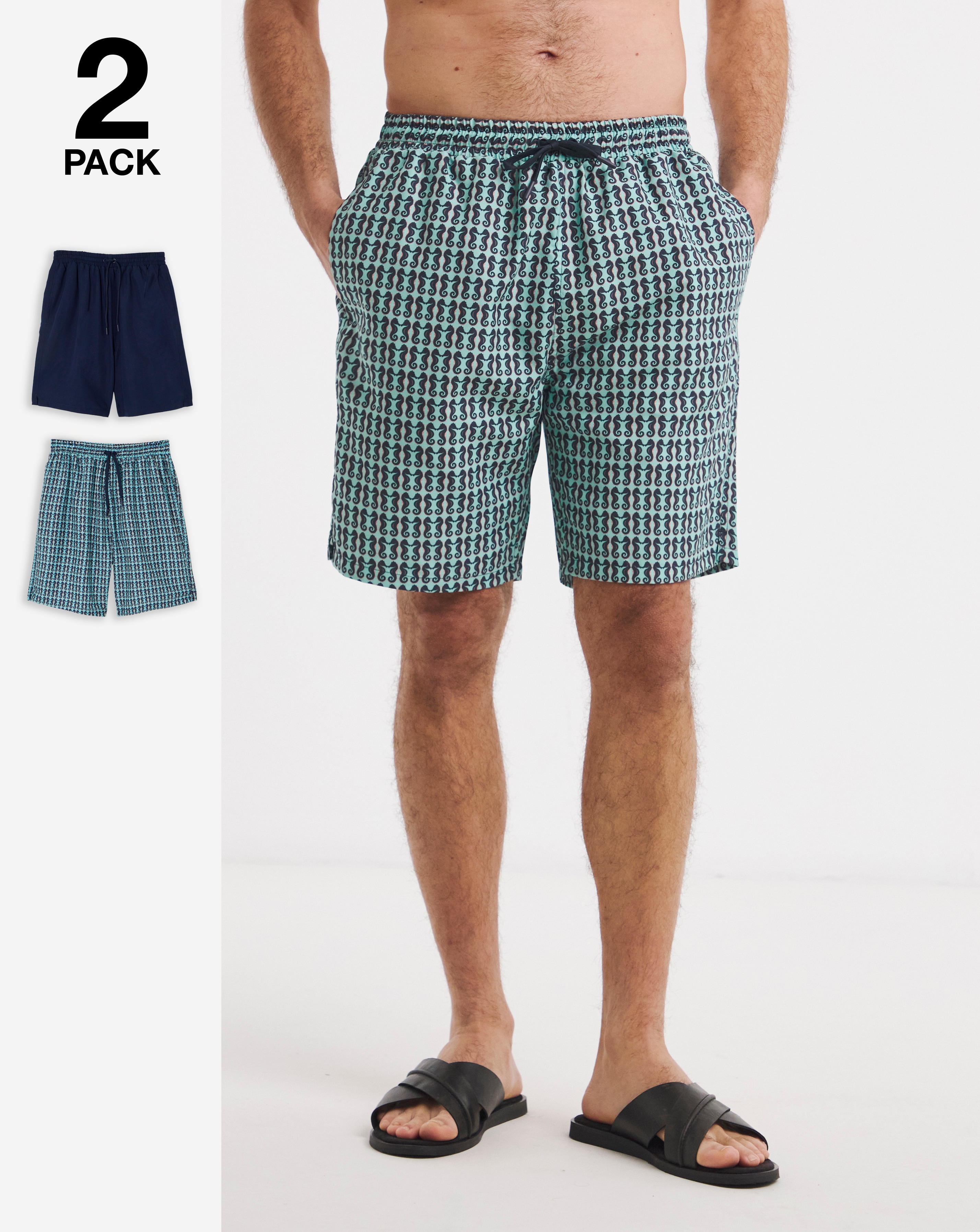 2 Pack Seahorse Swim Shorts Long