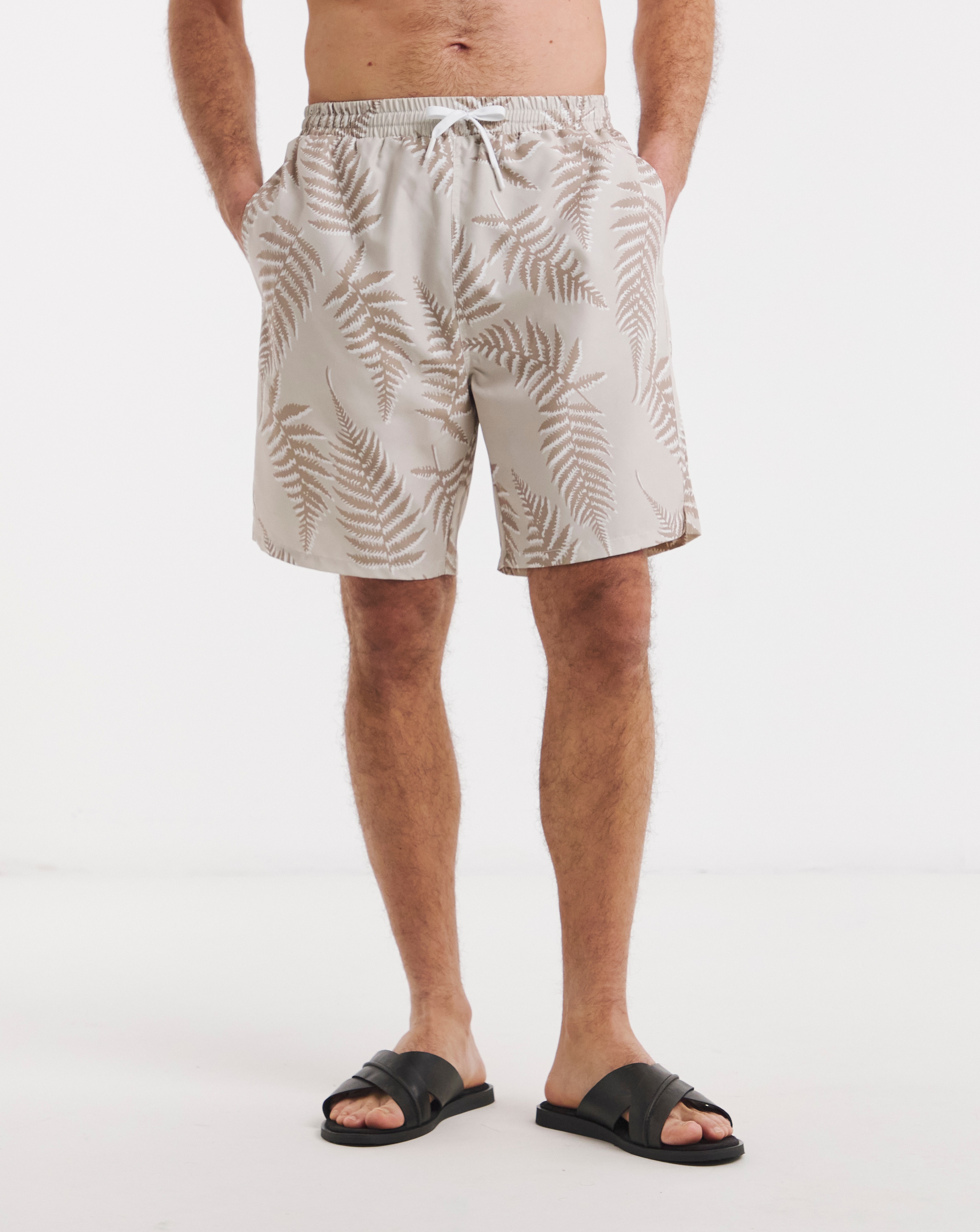 Leaf Print Swim Shorts Long