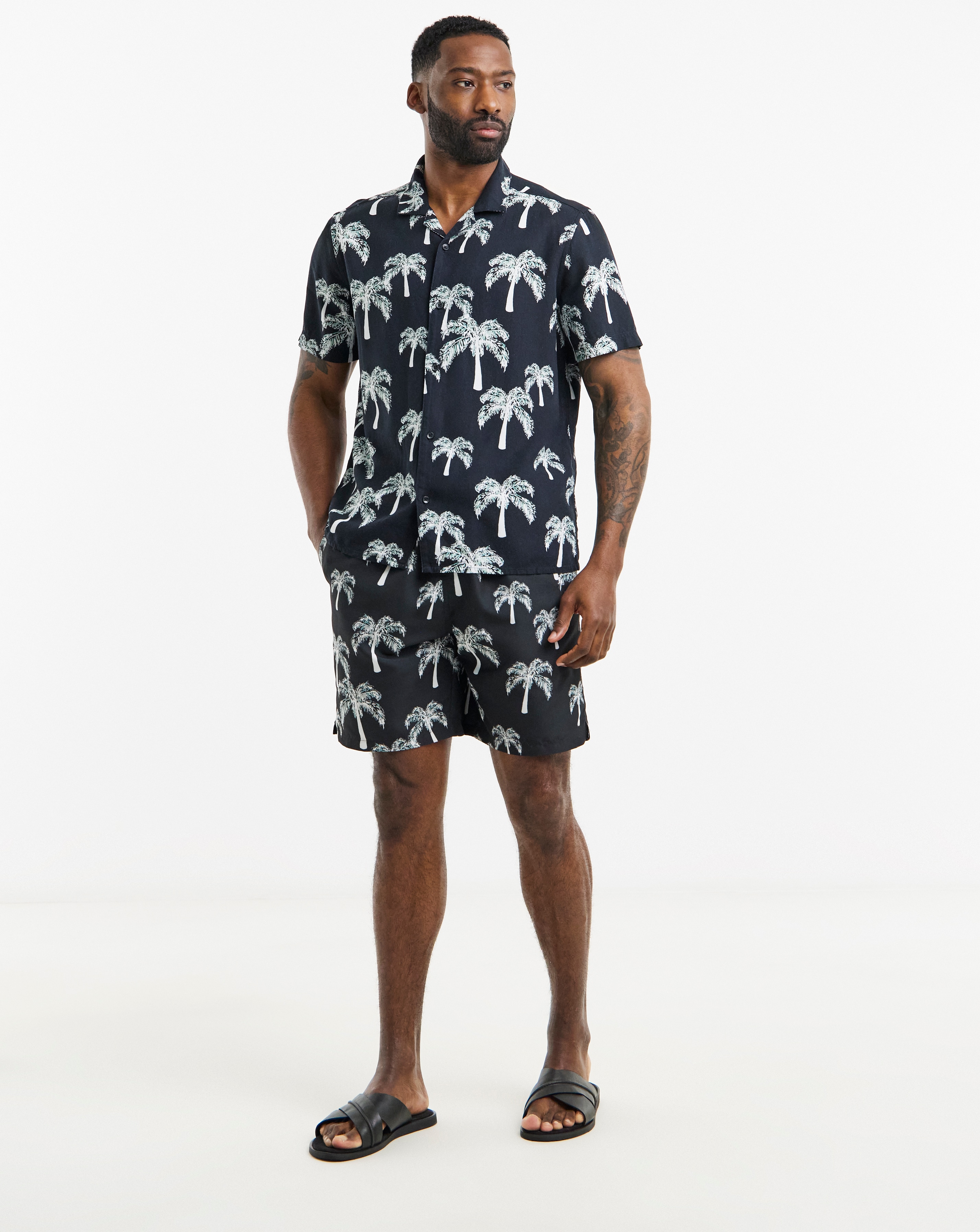 Mono Palm Print Swim Shorts