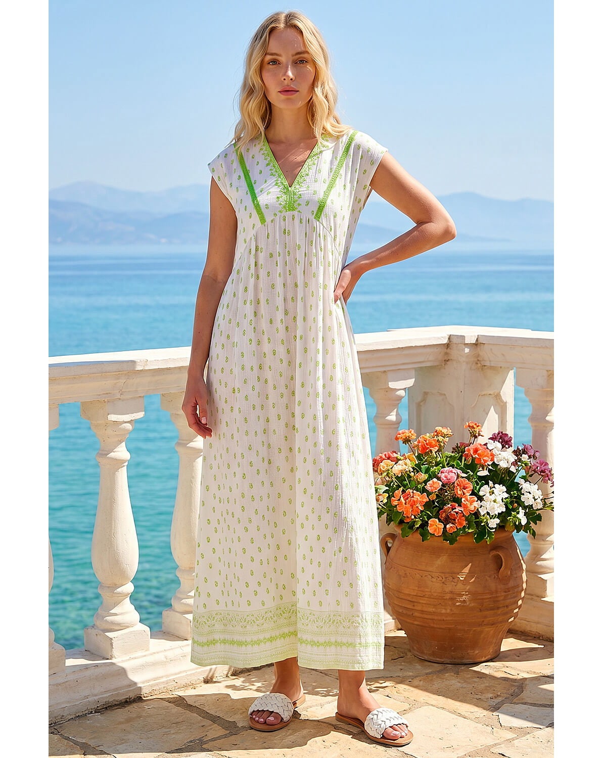 New In - Roman Paisley Lace Trim Midi Dress